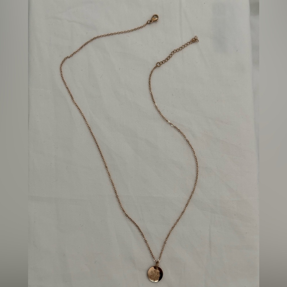 Aster Rose Gold Stainless Steel September Birth Flower Necklace Mother’s Day - Picture 7 of 8